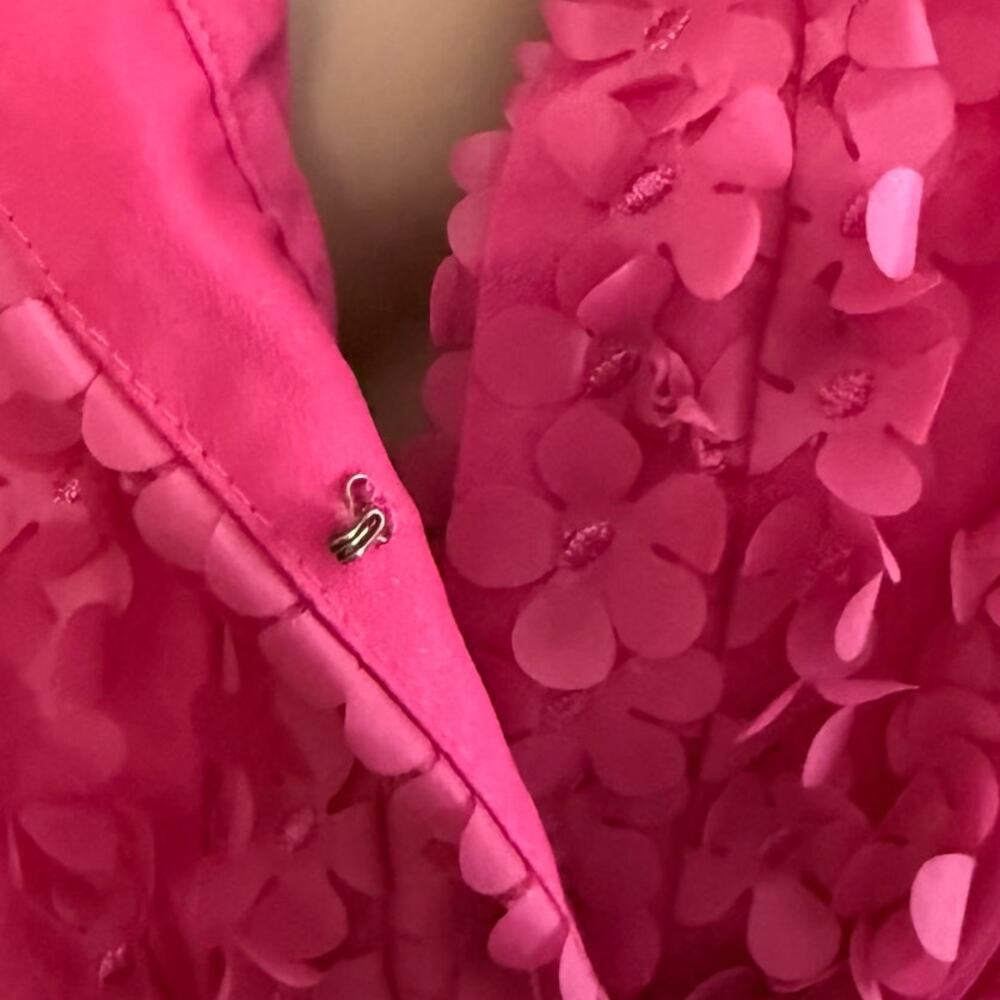 Anthropologie Somerset Mini Dress Small Pink Floral Appliqué Textured Boho Chic - Picture 10 of 11